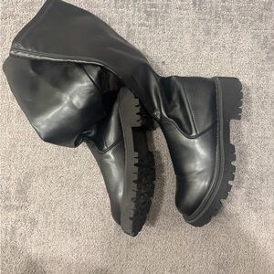 Black Knee-High Leather Boots